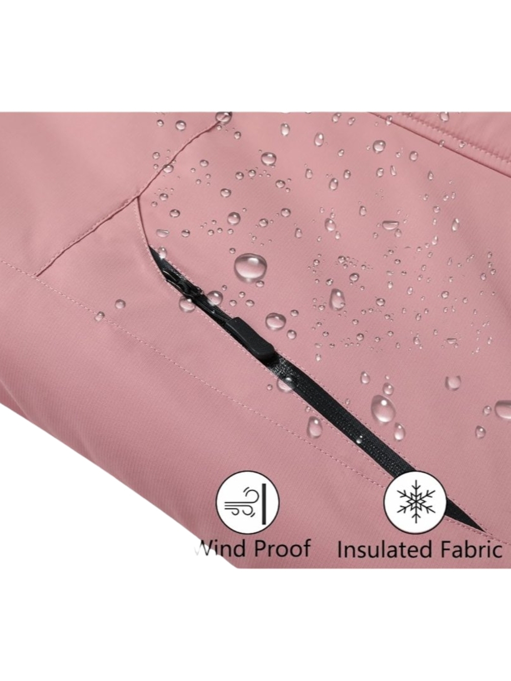 Water-Resistant Pink Insulated Jacket with Zippered Pocket - Picture 5 of 7
